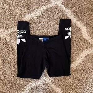 adidas Black Leggings with White Trefoil Logos